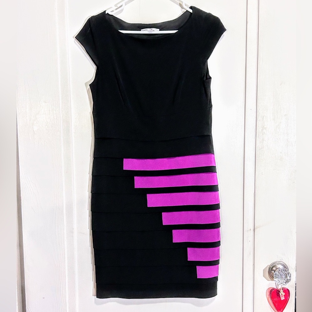 Sandra Darren Black Knee Length Bodycon Women's Pleated Black purple